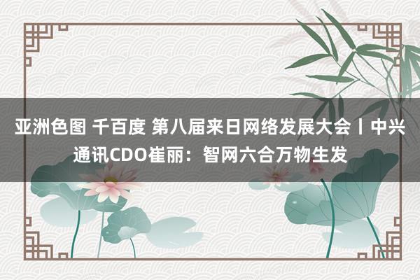 亚洲色图 千百度 第八届来日网络发展大会丨中兴通讯CDO崔丽：智网六合万物生发
