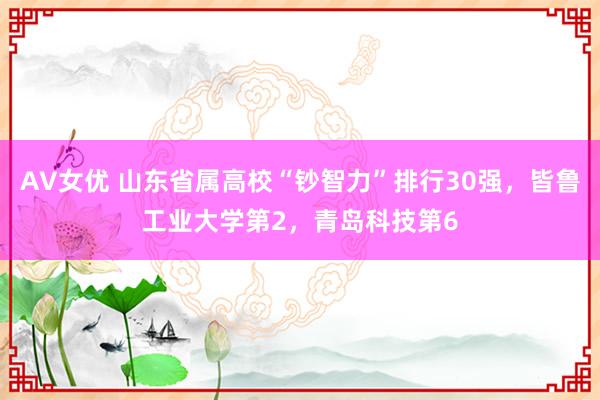 AV女优 山东省属高校“钞智力”排行30强，皆鲁工业大学第2，青岛科技第6