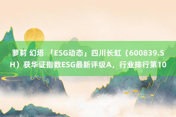 萝莉 幻塔 「ESG动态」四川长虹（600839.SH）获华证指数ESG最新评级A，行业排行第10