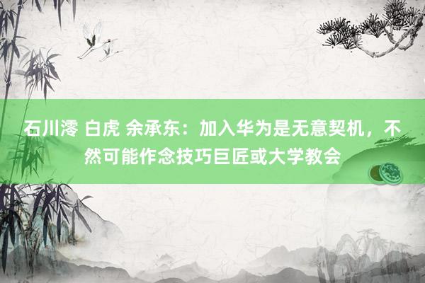 石川澪 白虎 余承东：加入华为是无意契机，不然可能作念技巧巨匠或大学教会