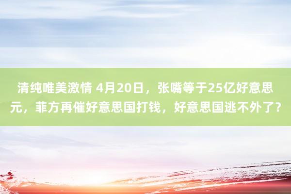 清纯唯美激情 4月20日，张嘴等于25亿好意思元，菲方再催好意思国打钱，好意思国逃不外了？