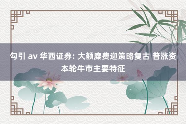 勾引 av 华西证券: 大额糜费迎策略复古 普涨资本轮牛市主要特征