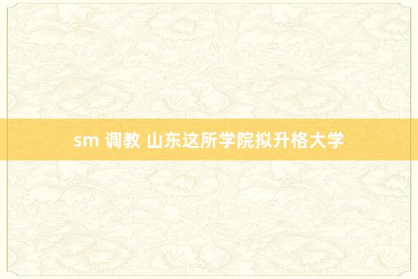 sm 调教 山东这所学院拟升格大学