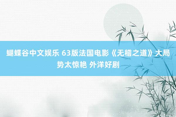 蝴蝶谷中文娱乐 63版法国电影《无稽之道》大局势太惊艳 外洋好剧