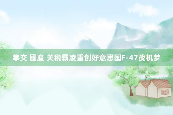 拳交 國產 关税霸凌重创好意思国F-47战机梦